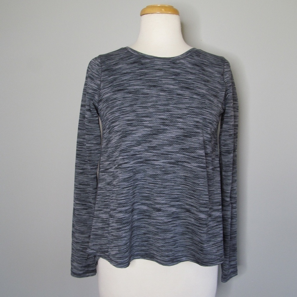 Zyia Women's Charcoal Gray Split Back Long Sleeve T Tee Shirt Top Size S?